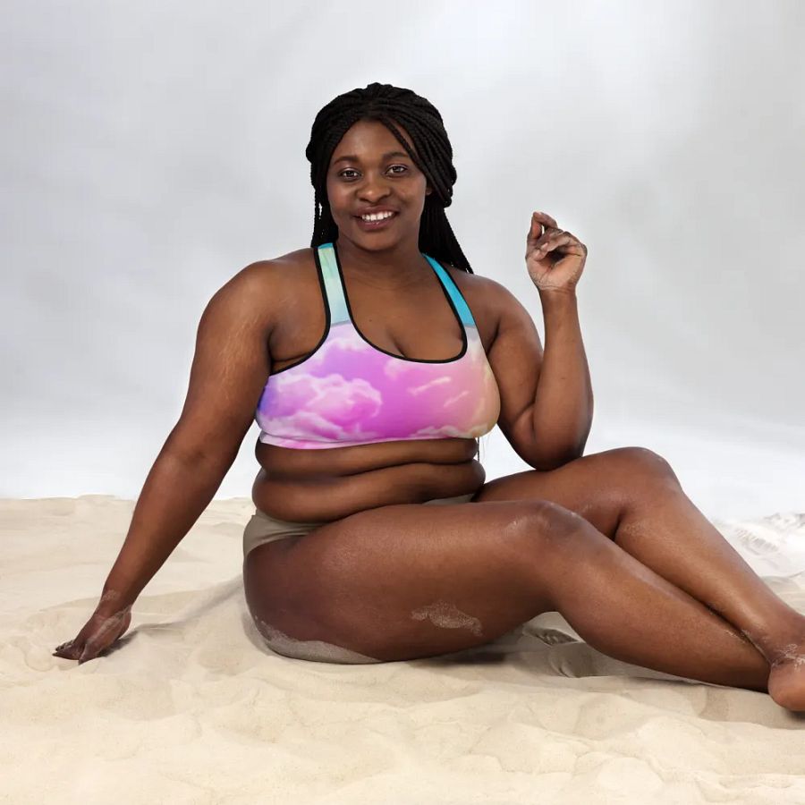 Blur cloud rainbow Design Padded Sports Bra - v7 product image (12)