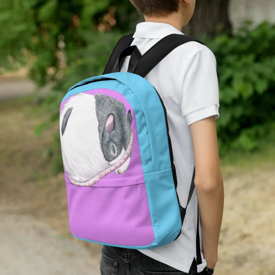 black hooded rat sleeping backpack product image (3)