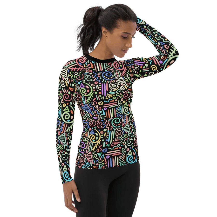 Vibrant African Doodle: All-Over Print Women's Rash Guard product image (8)