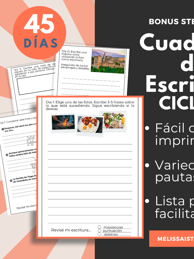 Daily Spanish Writing Warm-Up Journal Revisión, Escritura Diaria FULL YEAR product image (5)