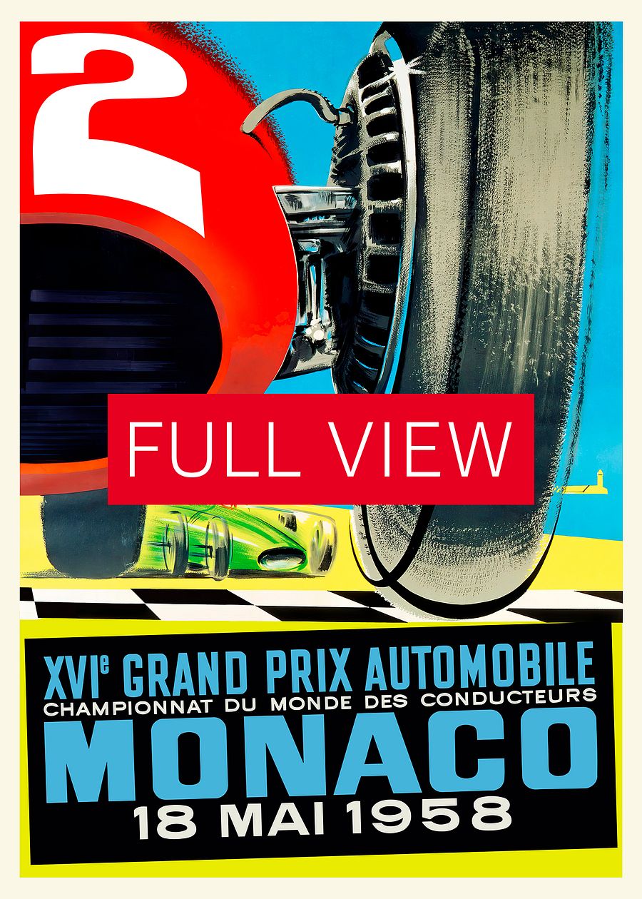 Monaco Vintage F1 Grand Prix, 1958 poster — Vintage Formula 1 poster, Monaco Grand Prix poster, retro travel poster, retro travel art product image (3)