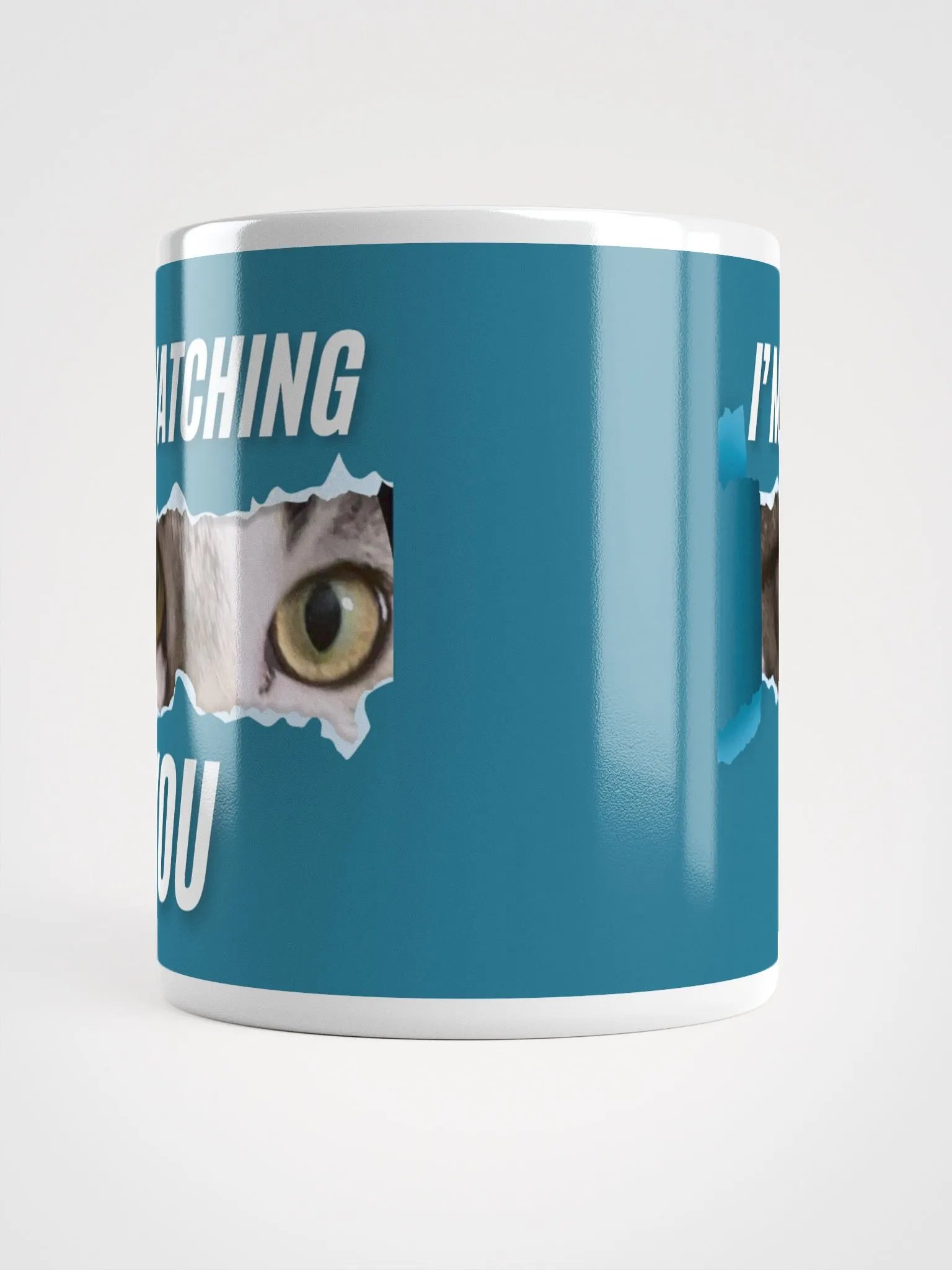 I'm Watching You Cute Tabby Kitten White & Blue Wraparound Mug product image (5)