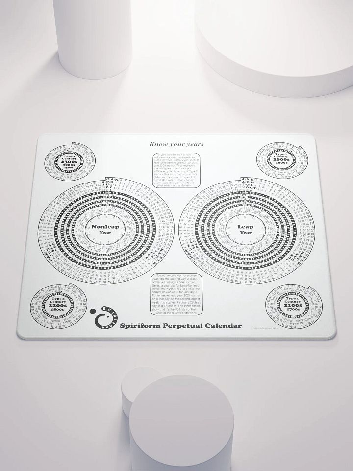 Spiriform Perpetual Calendar Gaming Mousepad 18