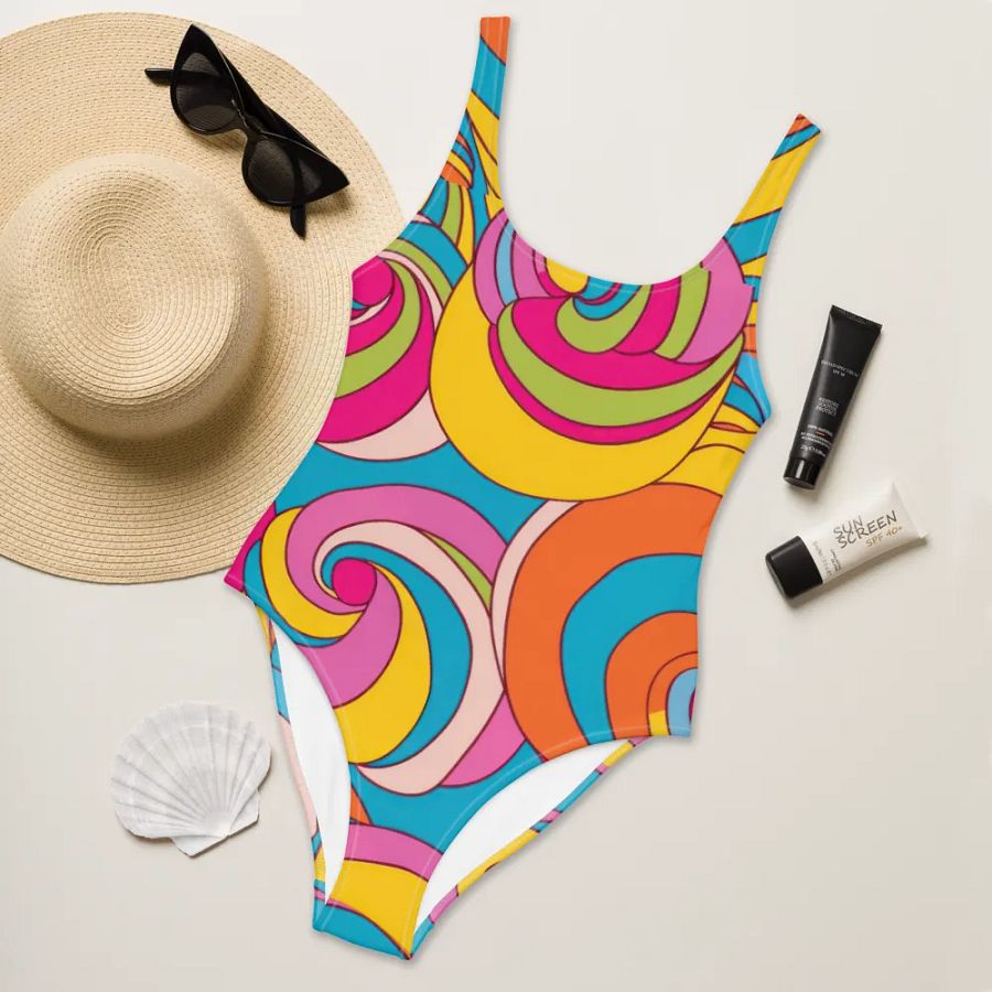 Retro Whimsical Swirls Women's Swimsuit product image (7)