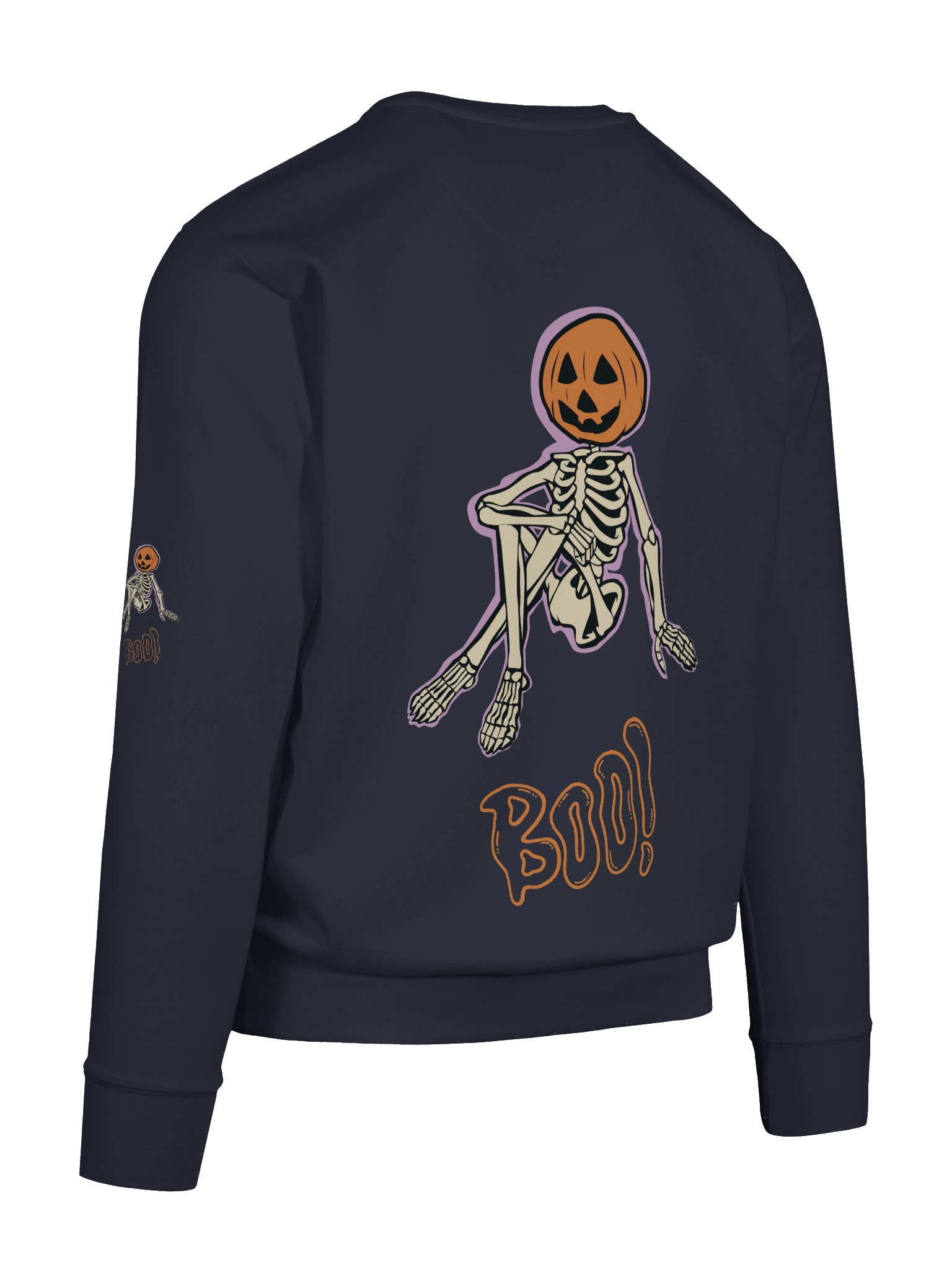 Pumpkin Head Skeleton Sweatshirt with BOO Design product image (113)