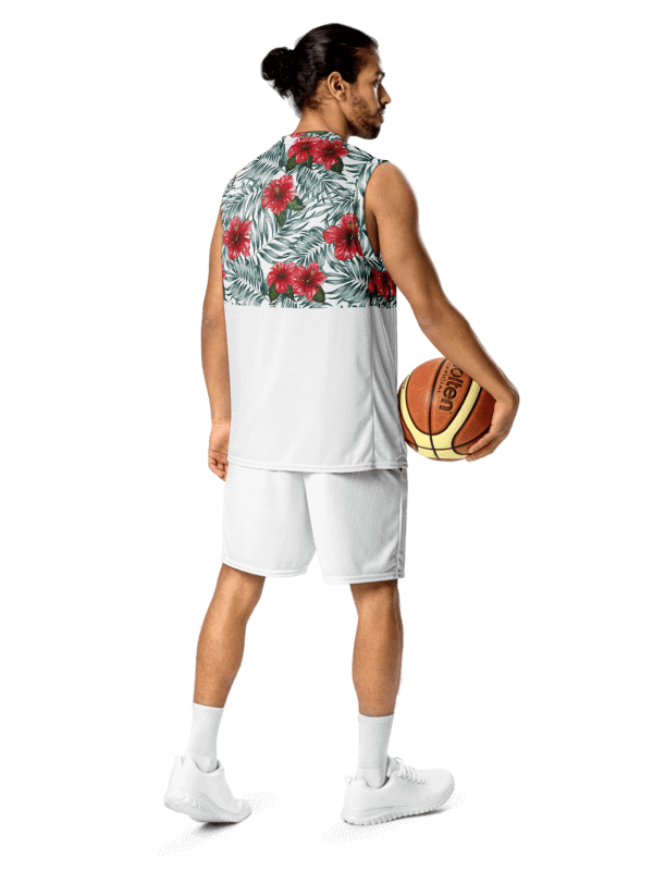 Hibiscus Leaf Design | Recycled Unisex Basketball Jersey product image (2)