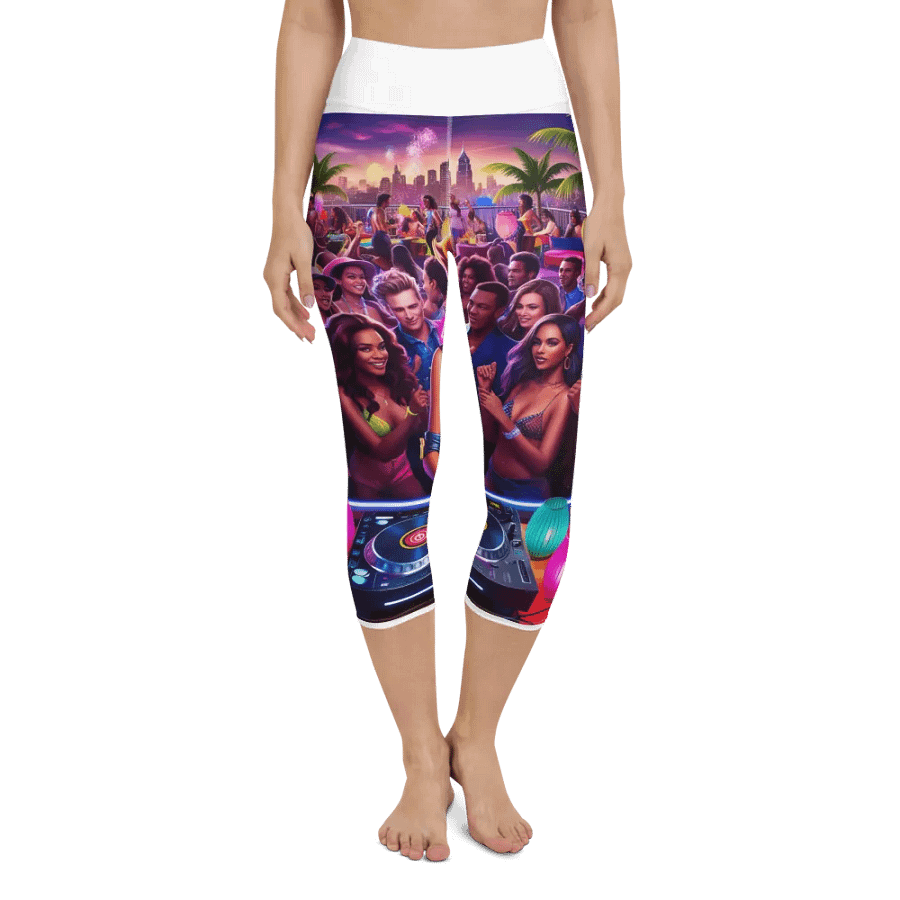 Sunset Rave Party Capri Leggings product image (1)