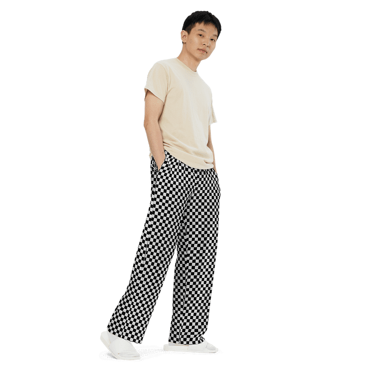 Black and Light Grey 2 Checkered Pants Unisex 2XS - 6XL Sizes product image (2)