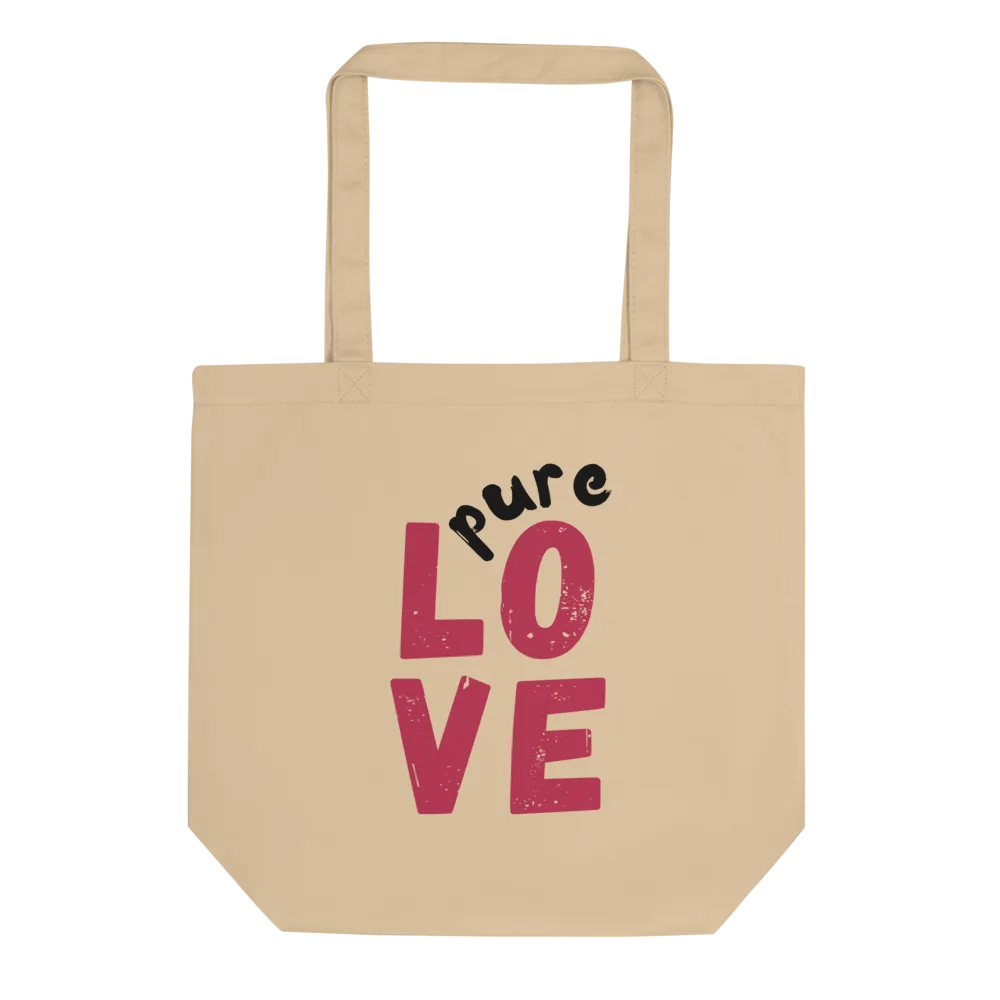 Pure LOVE dual Color Black-Magenta on organic natural Tote Bag product image (3)