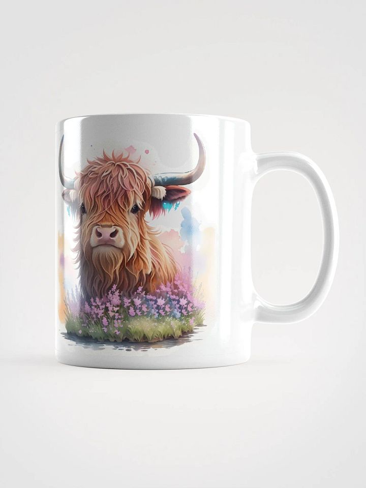 Whimsical Highland Cow White Glossy Mug product image (1)