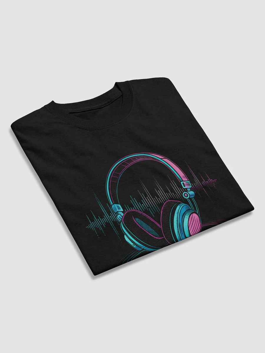 Pixelated Headphones T-Shirt with Glowing Sound Waves – A Fusion of Retro Gaming and Music Vibes product image (4)