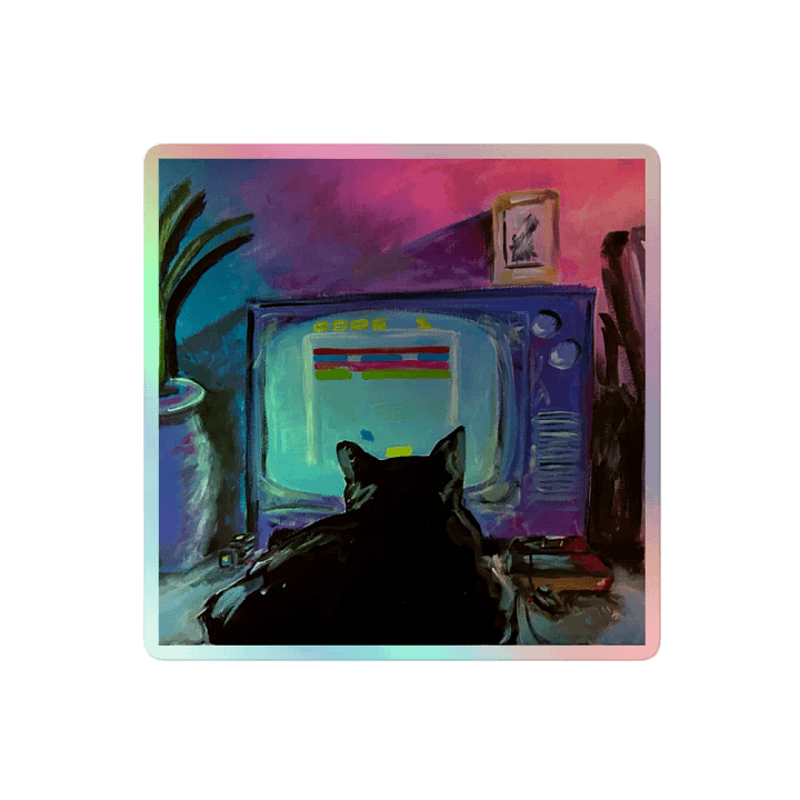 Retro Cat Gaming Holographic Sticker Set product image (2)