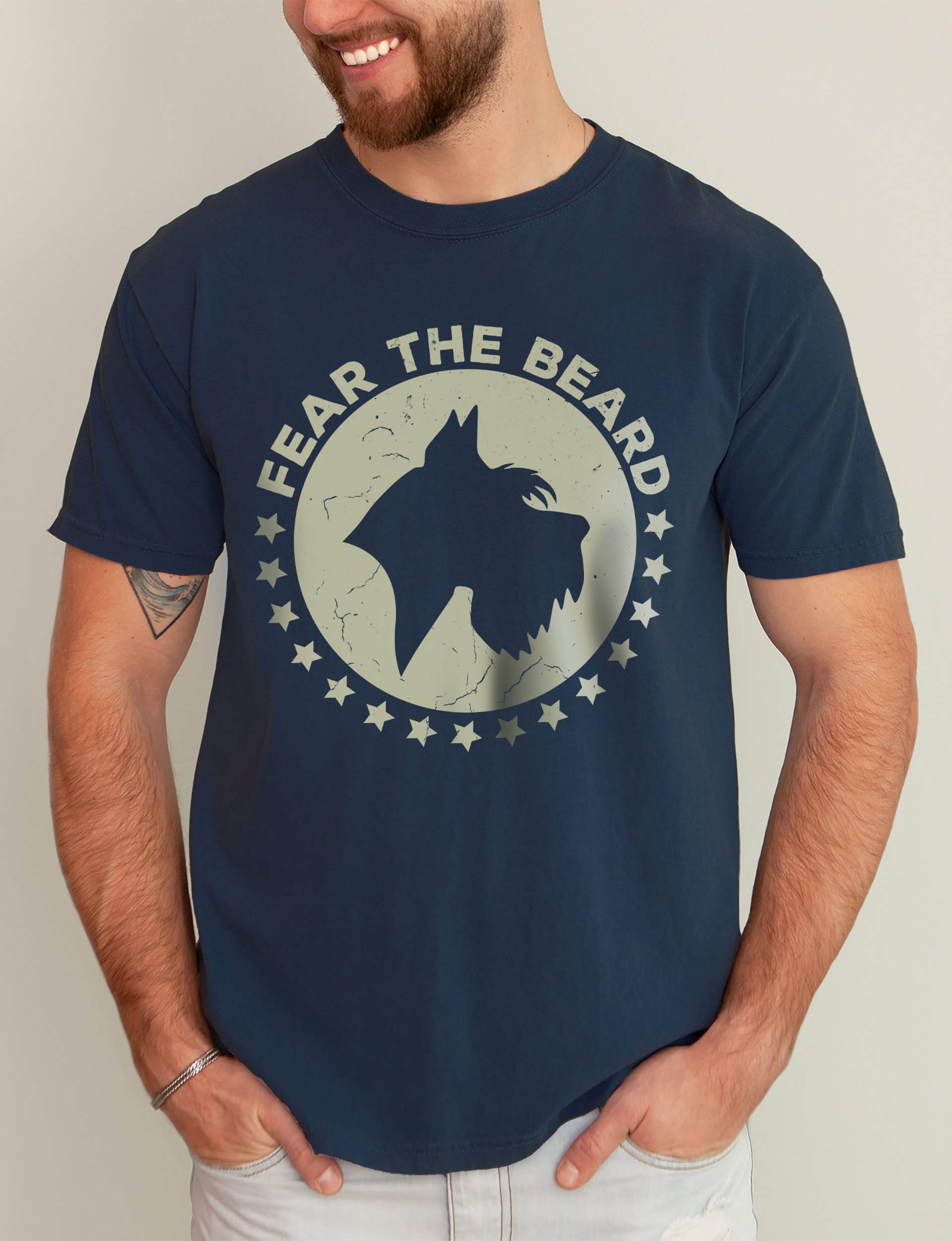 Fear the Beard Tee (Cream) | Retro-Style T-Shirt for Schnauzer Dog Owners product image (18)