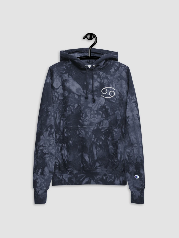 Cancer White on Navy Champion Tie Dye Hoodie product image (2)