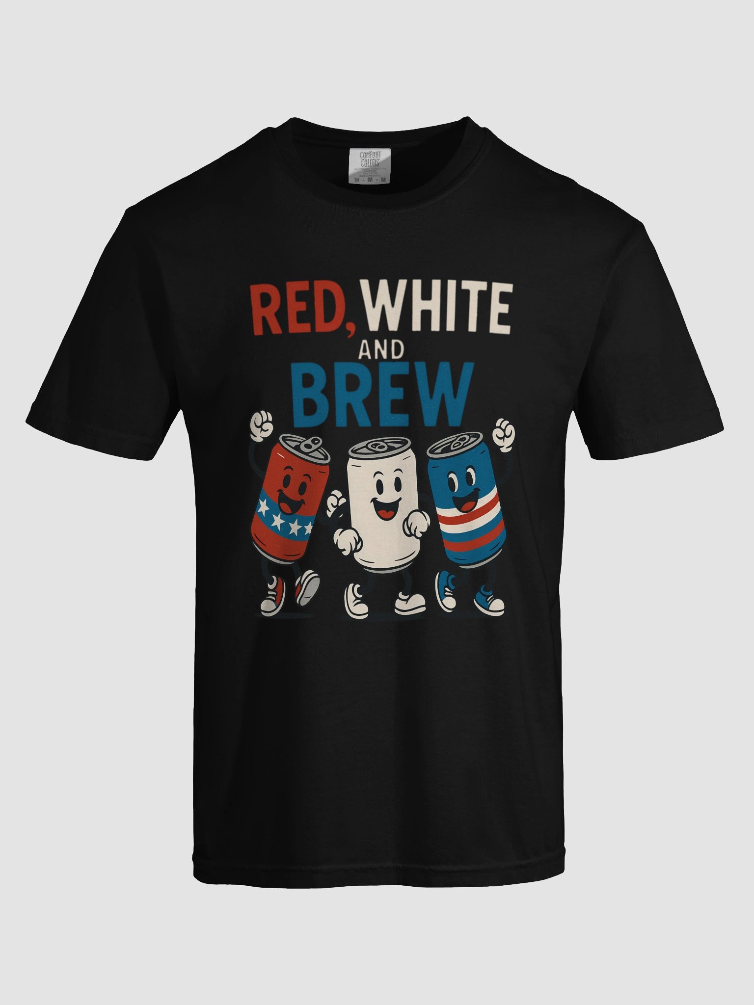 Red White and Brew 4th of July T-Shirt - Patriotic Beer & Soda Cans product image (5)
