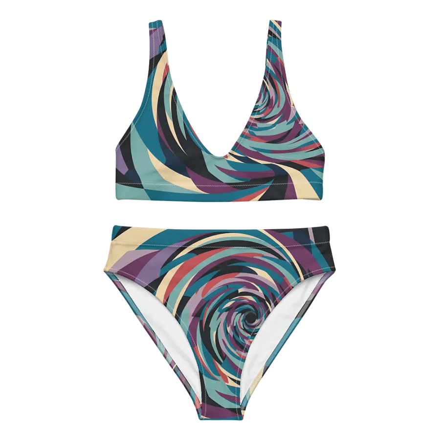 Abstract Lithographic Pattern Design High Waisted Bikini - V5 product image (8)