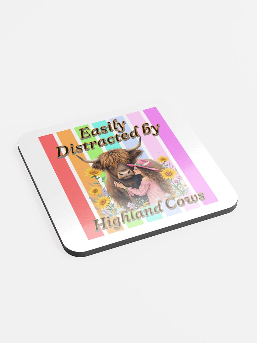 Easily Distracted By Highland Cows Embrace Cork Coaster product image (3)