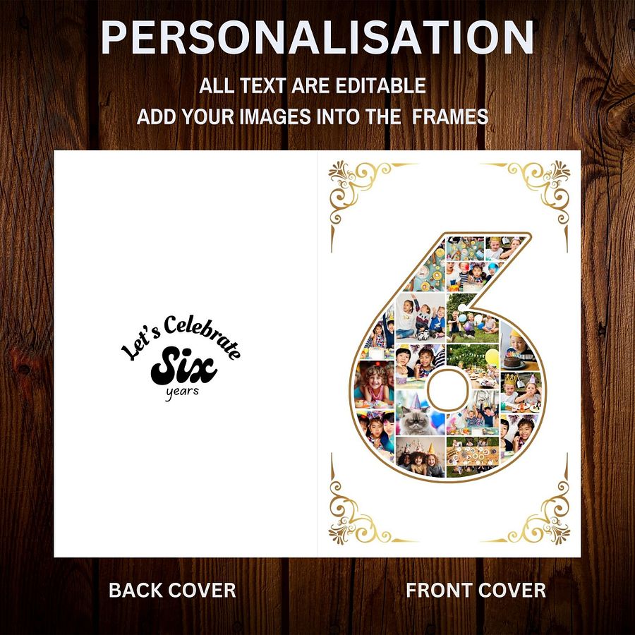 Six Year Celebration Card Photo Collage Canva Template product image (7)