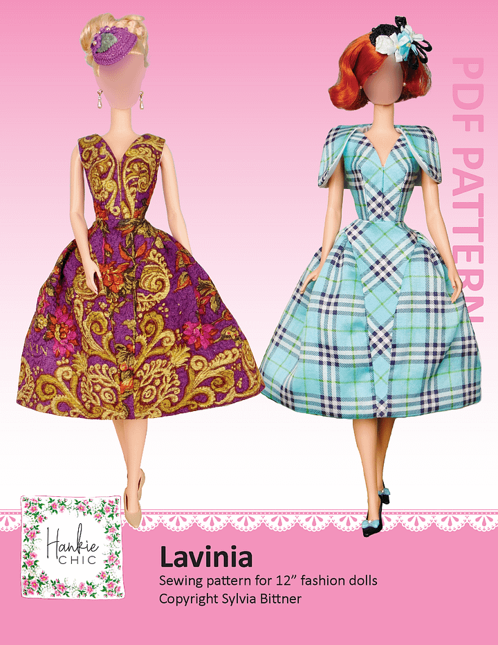 Lavinia sewing pattern for 12" fashion dolls product image (1)