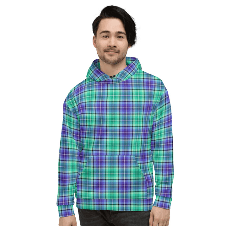 Bright Green and Purple Plaid Hoodie product image (2)
