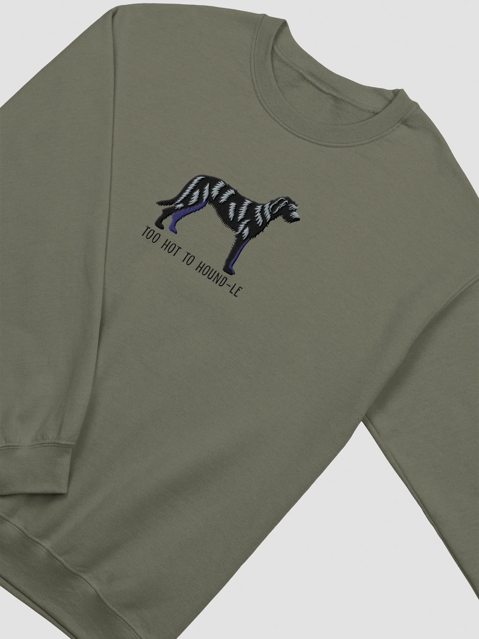Too Hot to Hound-le Sweatshirt (Embroidered) of an Irish Wolfhound(Black) product image (6)