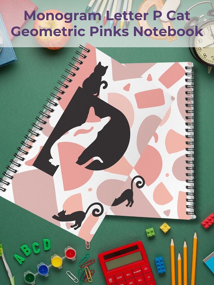 Monogram Letter P Cat Lover Geometric Pinks Notebook product image (1)