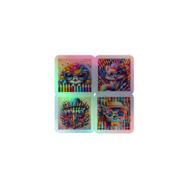 Whimsical Cat Creations Holographic Sticker Sheet product image (1)