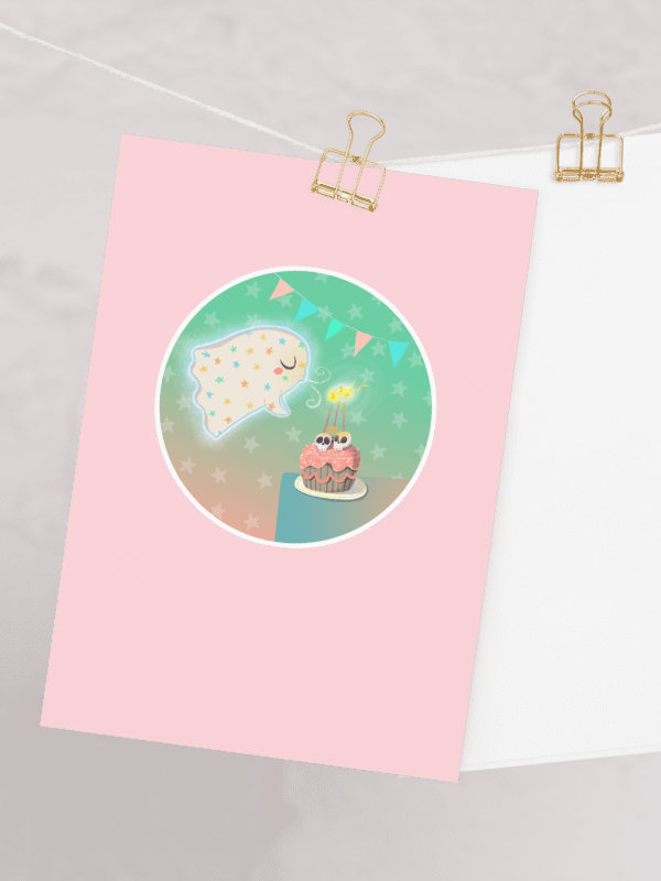 Pastel Little Ghost Birthday Cake #2 - Greeting Card product image (1)