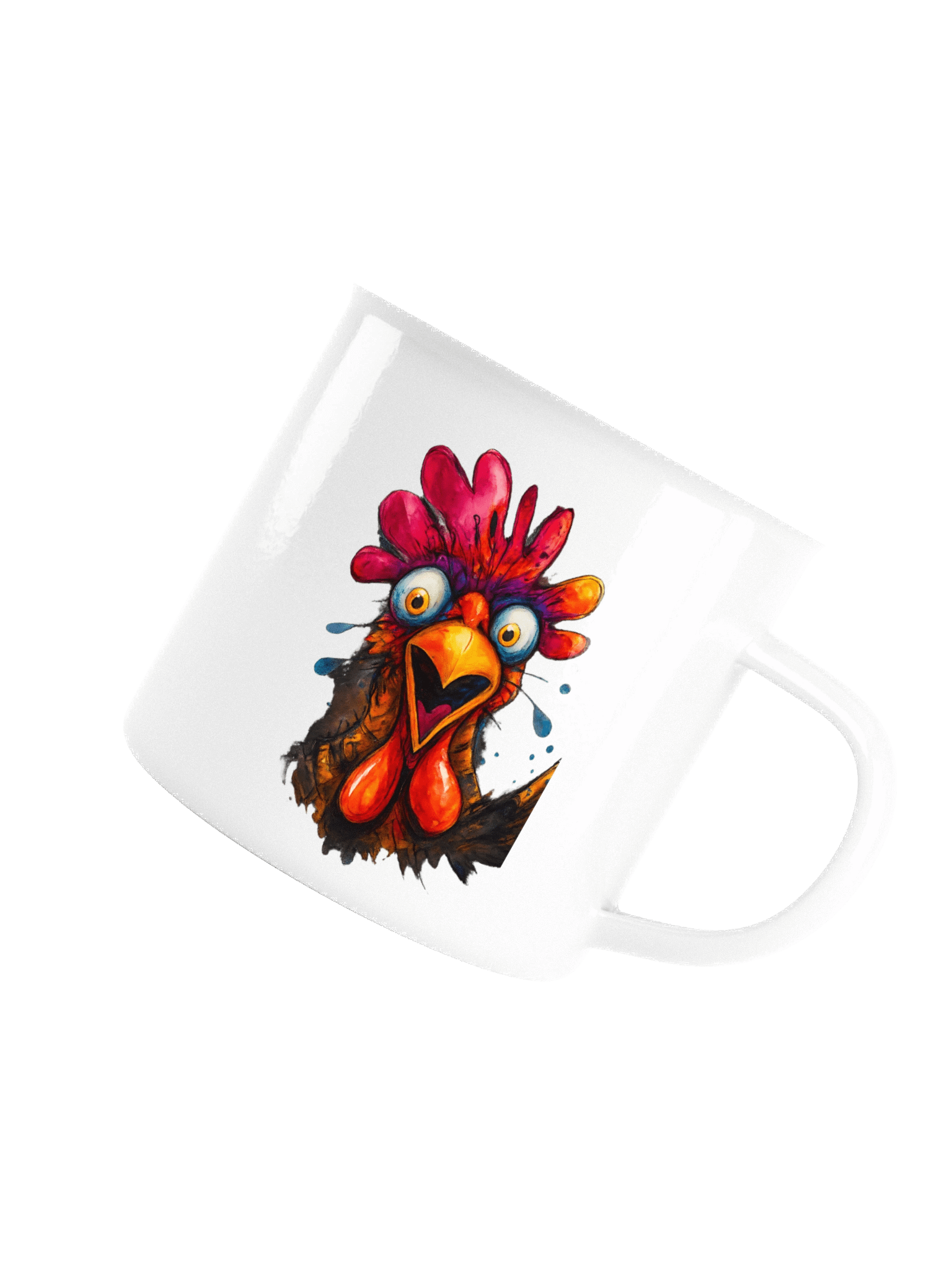 Colorful Rooster Heads Enamel Mug product image (5)