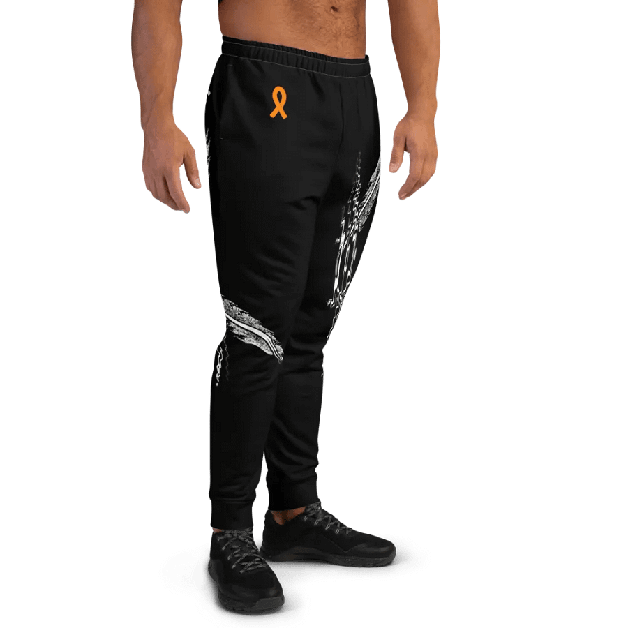 White HApex Gear White Logo Cancer Awareness Orange Ribbon. Black Recycled Men's Joggers product image (8)
