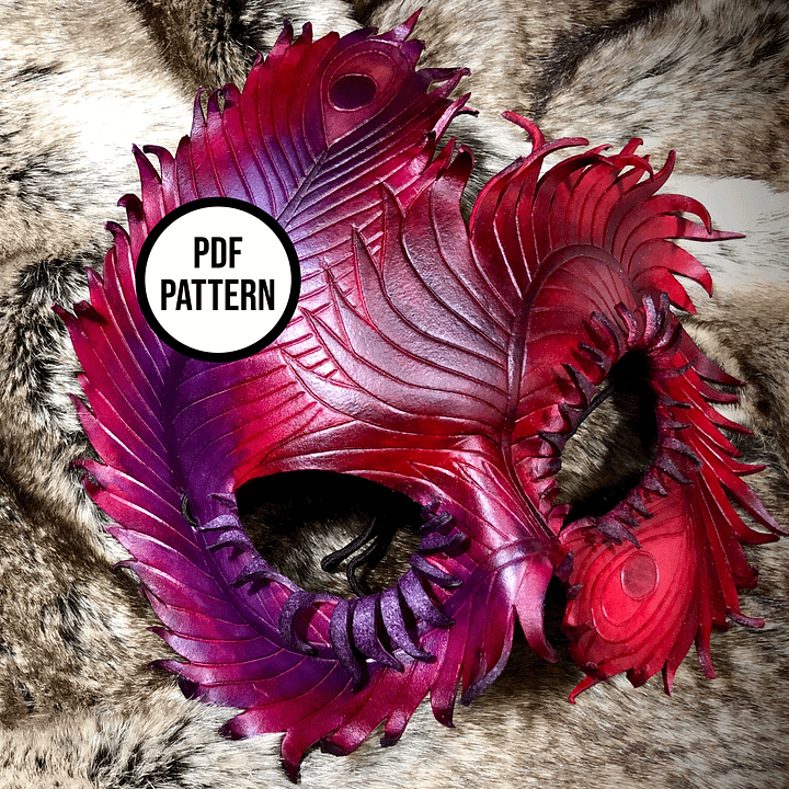 Peacock/Phoenix Mask PDF Pattern for Leather product image (2)