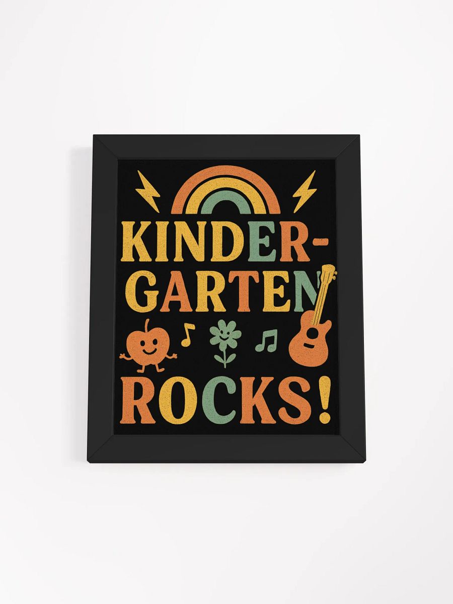 Kindergarten Rocks! Framed Poster – Colorful Retro Teacher Wall Art product image (9)