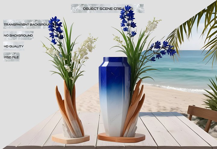 Ocean's Grace – Vase spa decor png product image (2)