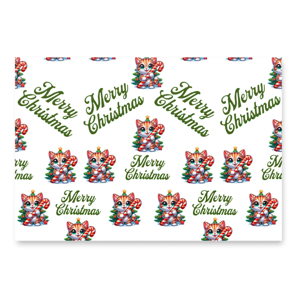 Cute Christmas Cats Wrapping Paper (3 Different Sheets Included) product image (2)