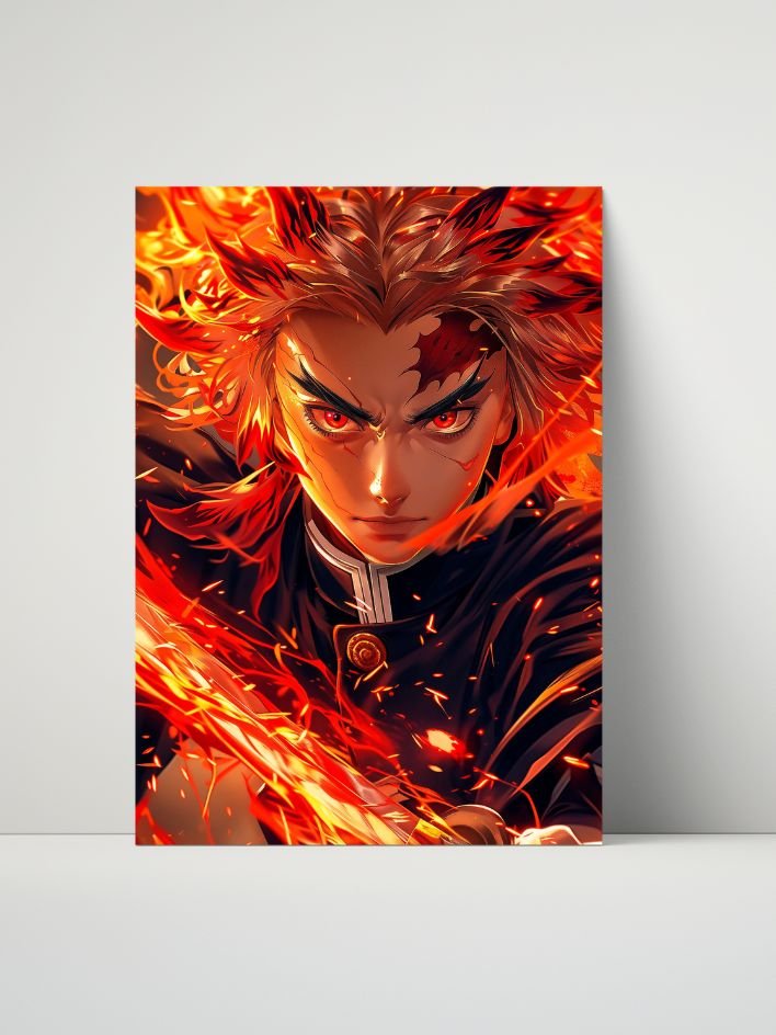 Demon Slayer Rengoku Flame Hashira Fury – Glossy 8x10 Metal Print product image (1)