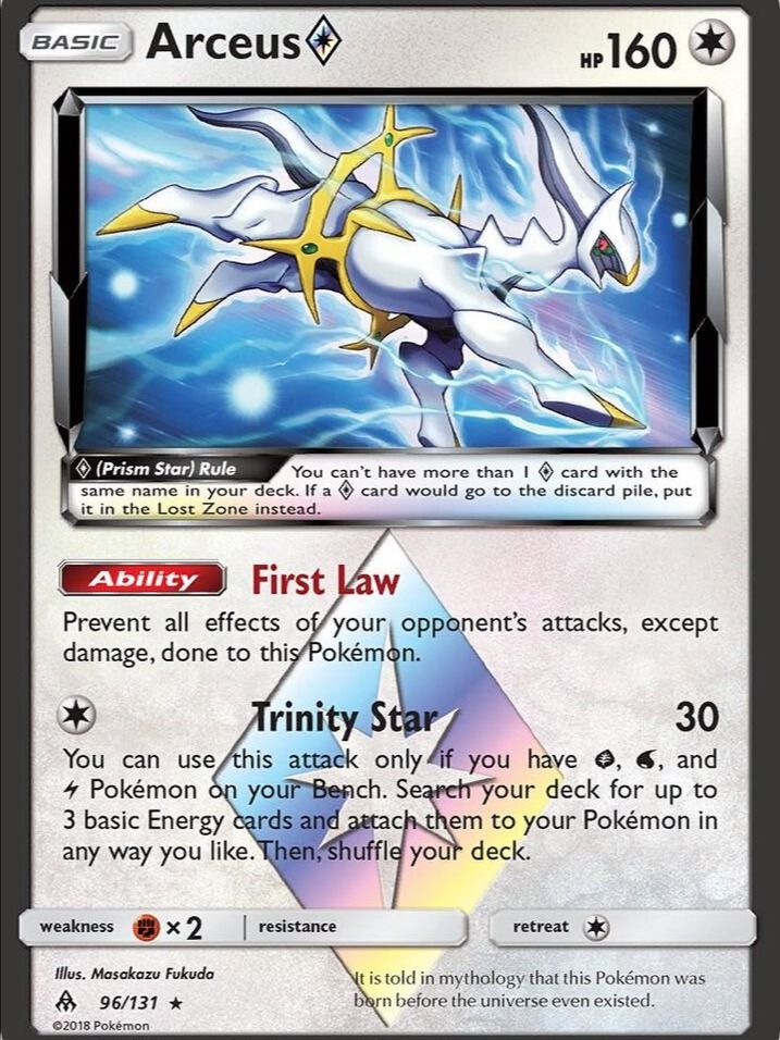 Pokémon Trading Card – Arceus ◇ Prism Star (Sun & Moon: Forbidden Light, #96/131) - NM product image (1)