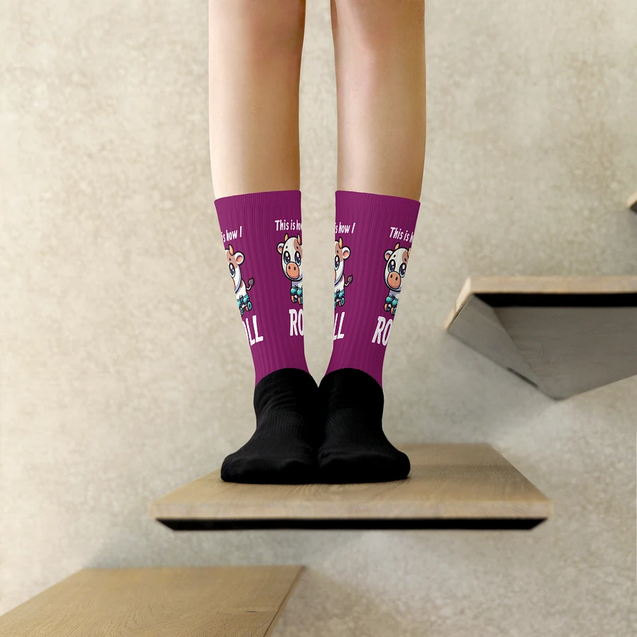 Rollerblading Cow Funny Socks product image (9)