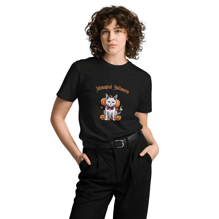Witchy Cat Halloween Unisex T-Shirt product image (10)