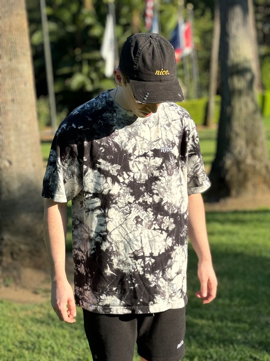 Nice. Embroidered Tie Dye Tee (Black/White) product image (8)