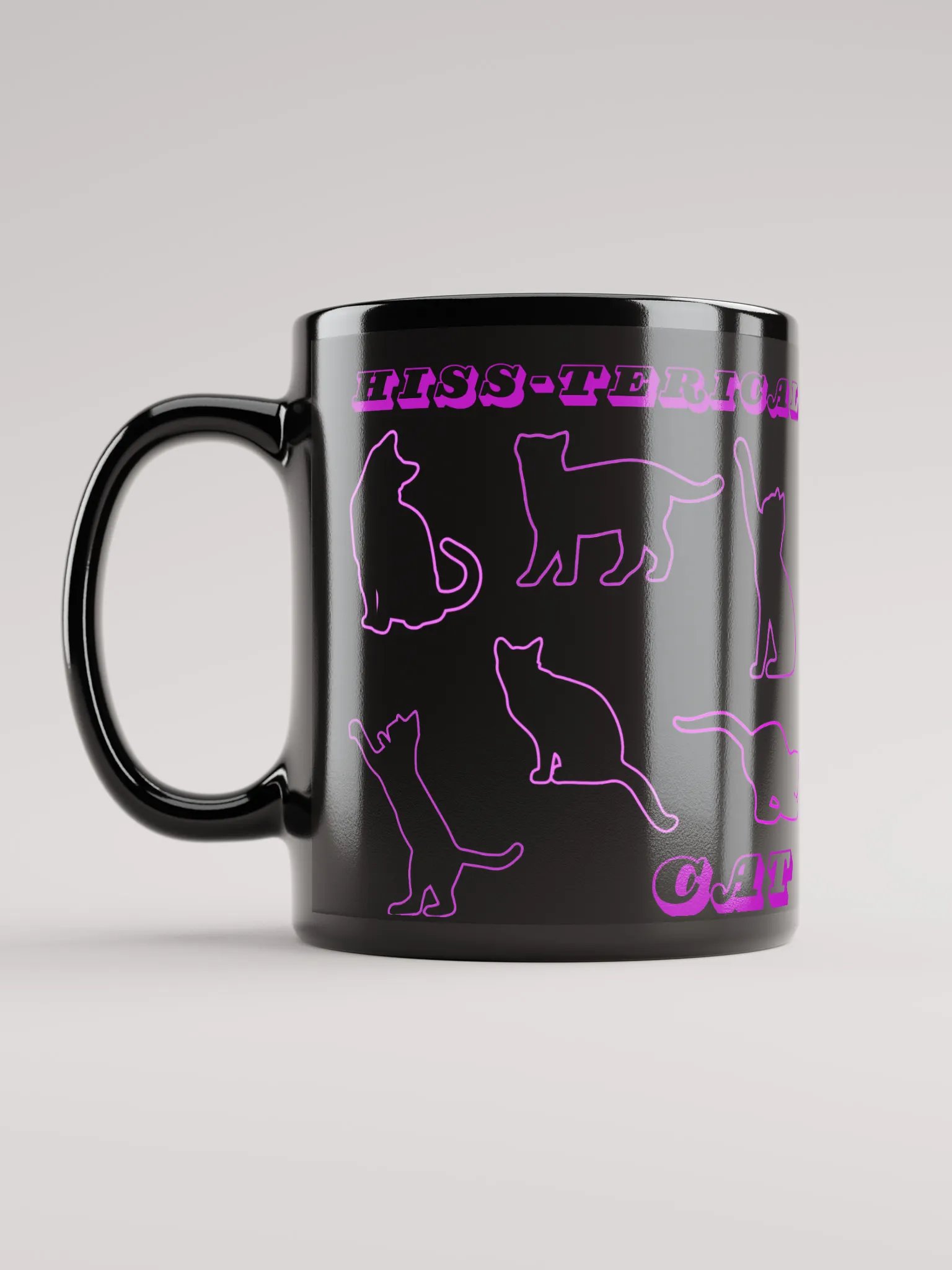 HISS-TERICAL Cat Black Glossy Mug 11oz product image (6)