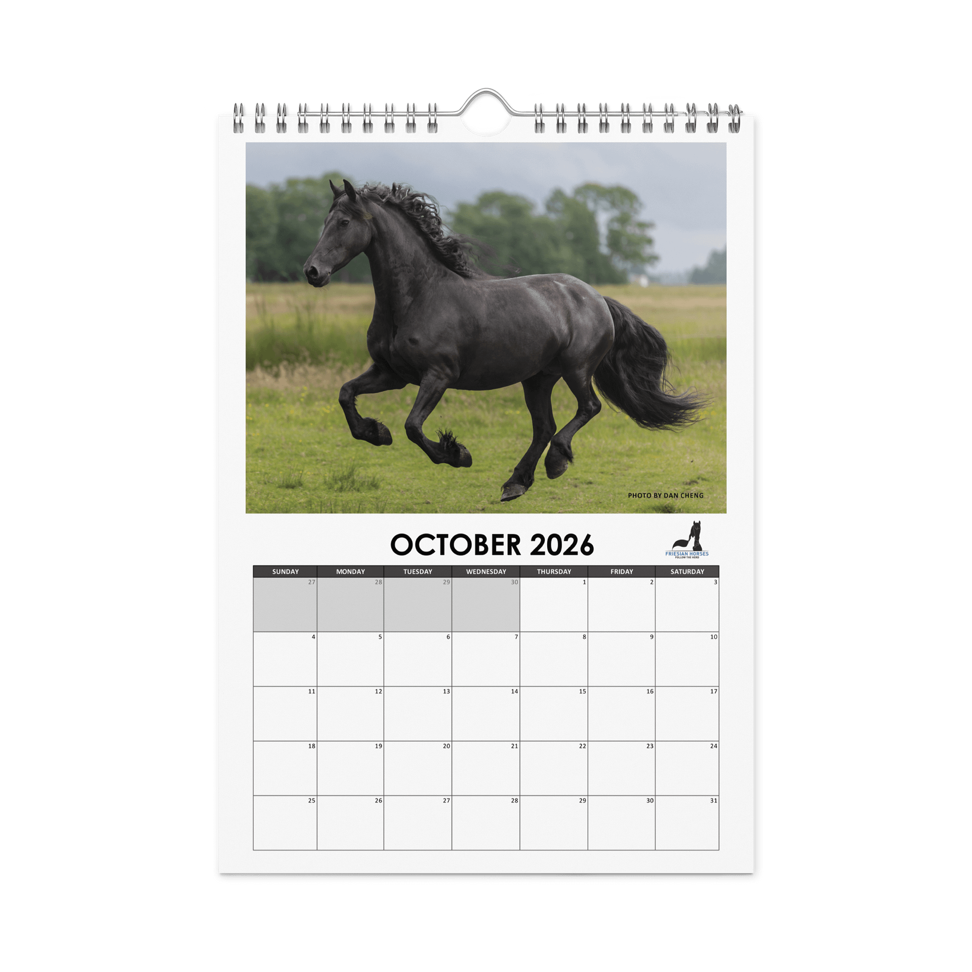 Friesian horses 2026 Wall Calendar product image (12)