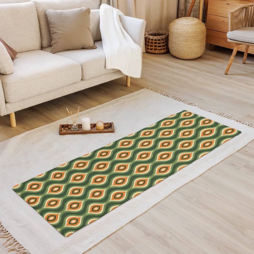 Peacock Pattern Orange Green Yoga Mat product image (8)