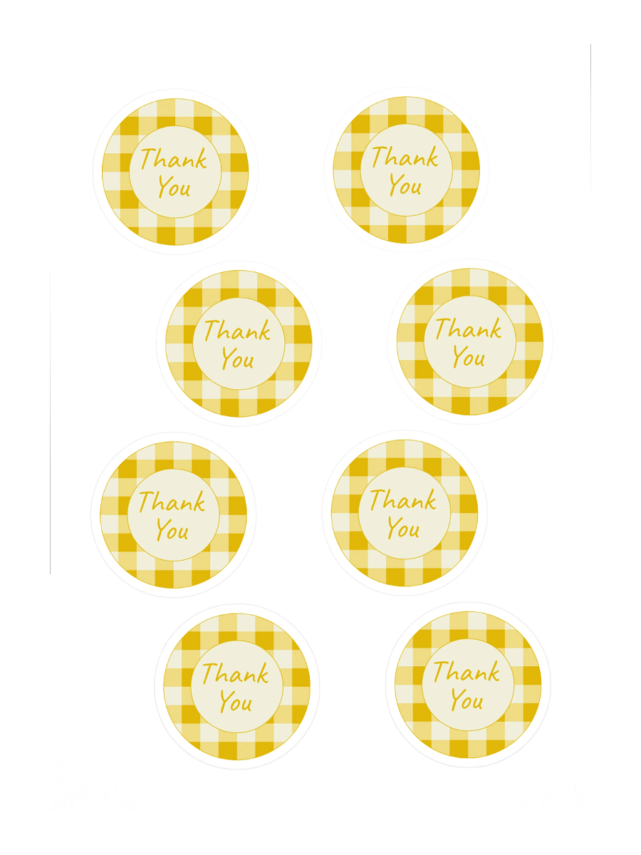 Set of 8 Yellow & Cream Gingham Thank You Stickers product image (3)