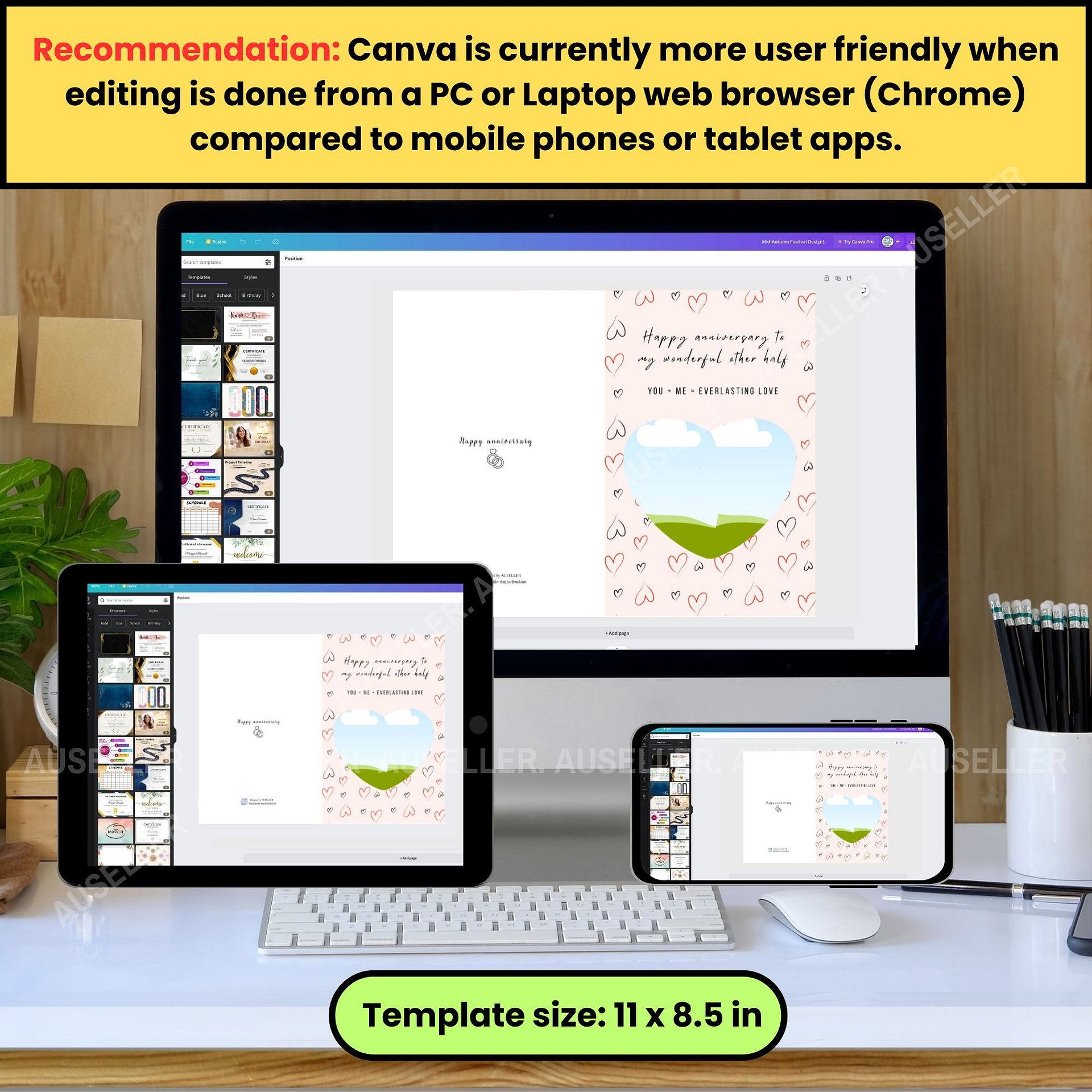Two Halves Of One Heart Anniversary Photo Card Template product image (4)