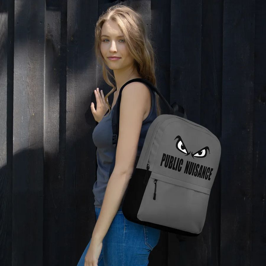 Public Nuisance Large Print Gray Backpack product image (9)