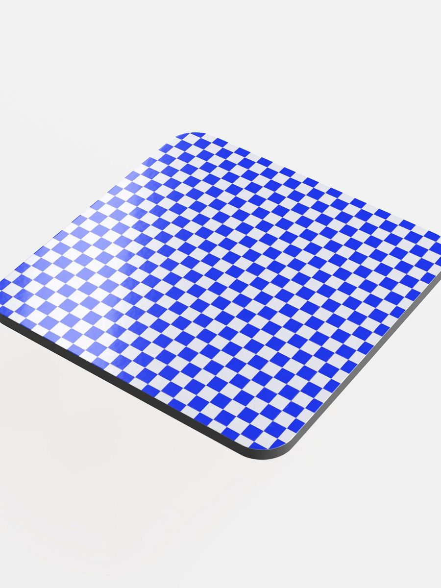 Checkers! Blue and White Checkered Cork Coaster product image (4)