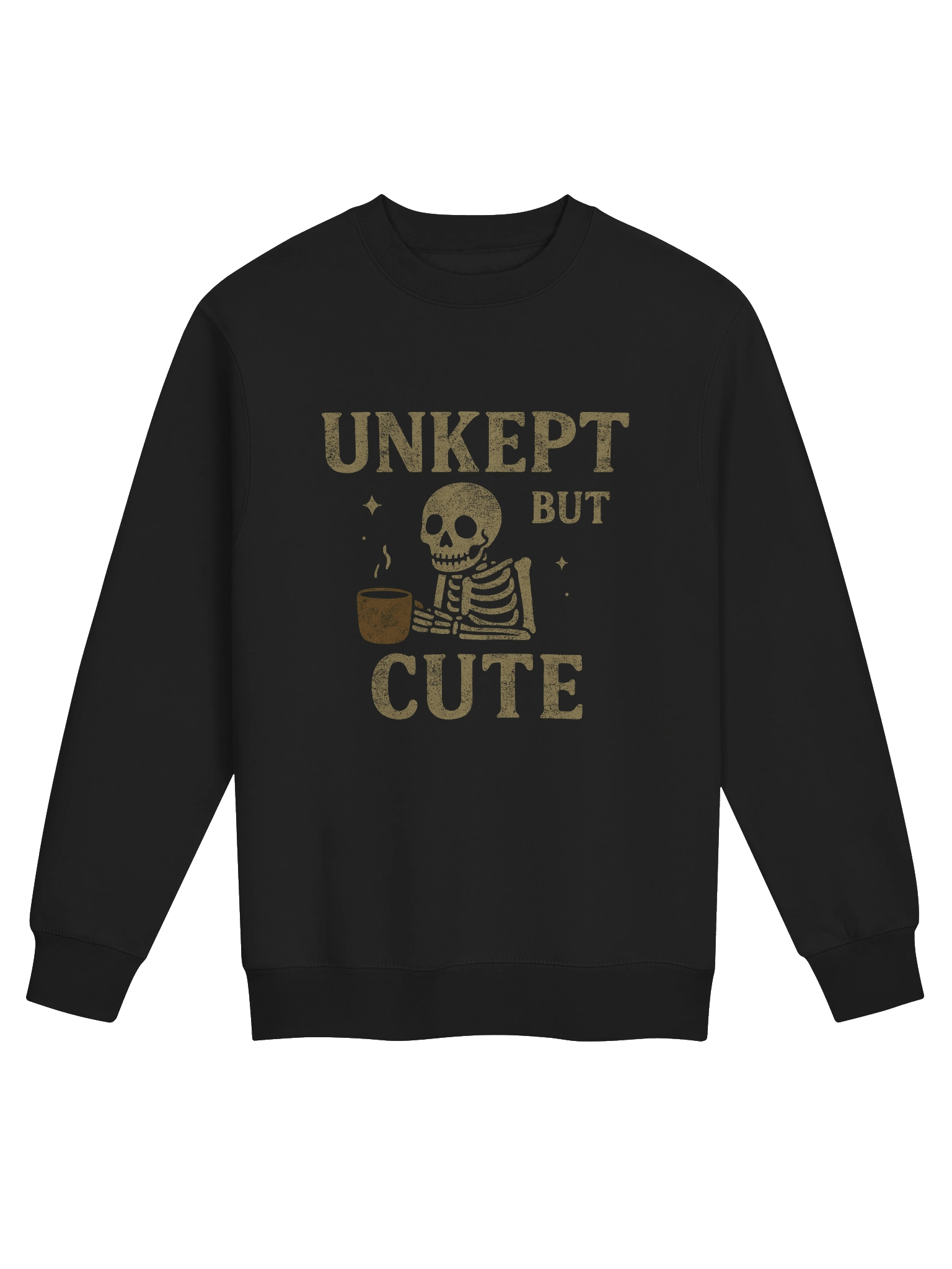 Unkept But Cute Skeleton Crewneck | Cozy Vintage Graphic Sweatshirt product image (1)