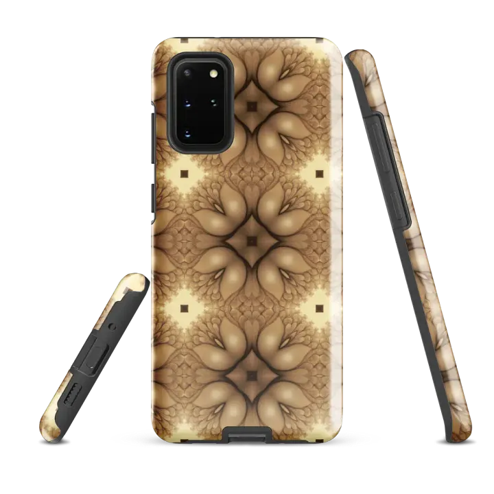 Tough Phone Case for Samsung® - Brown and Beige Geometric Abstract Tulip Floral Pattern product image (2)