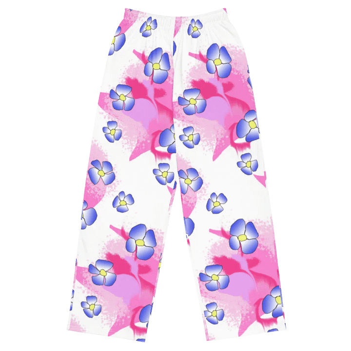 Blue Flowers on Pink Wideleg Pants product image (2)