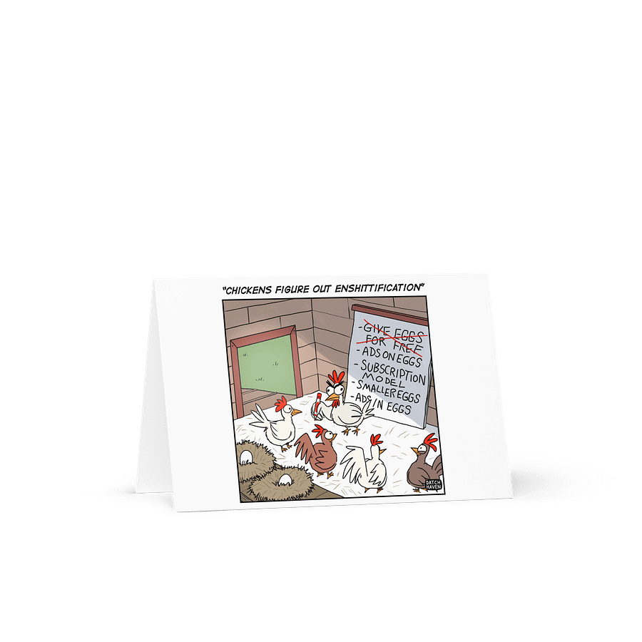 "Chickens figure out enshittification" card product image (1)